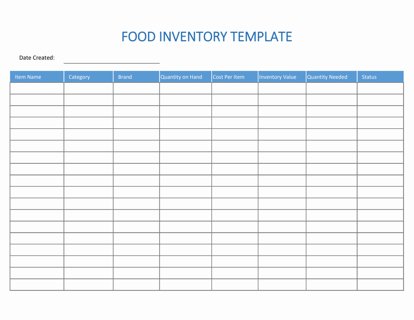 restaurant inventory template