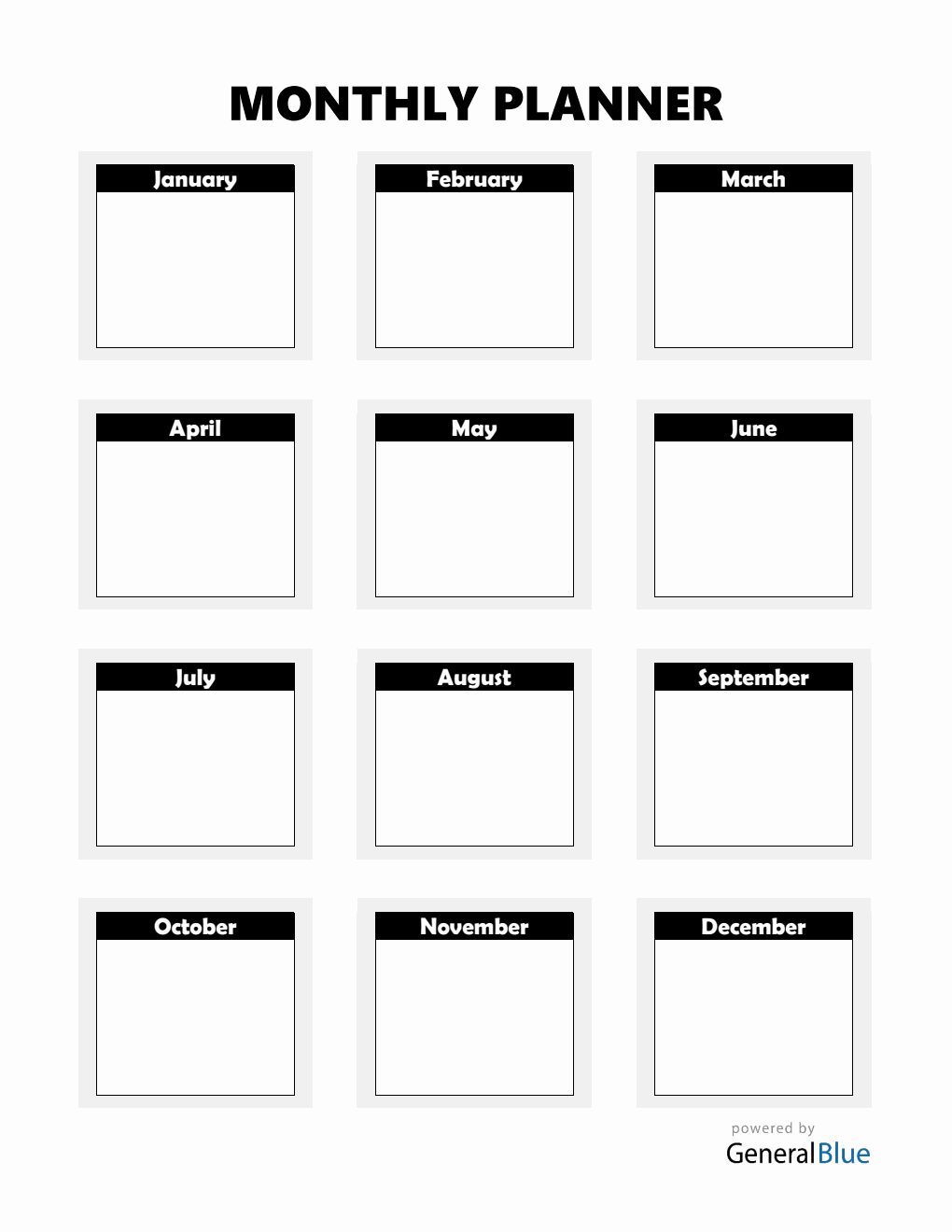 Free Printable Monthly Planner PDF (Black)