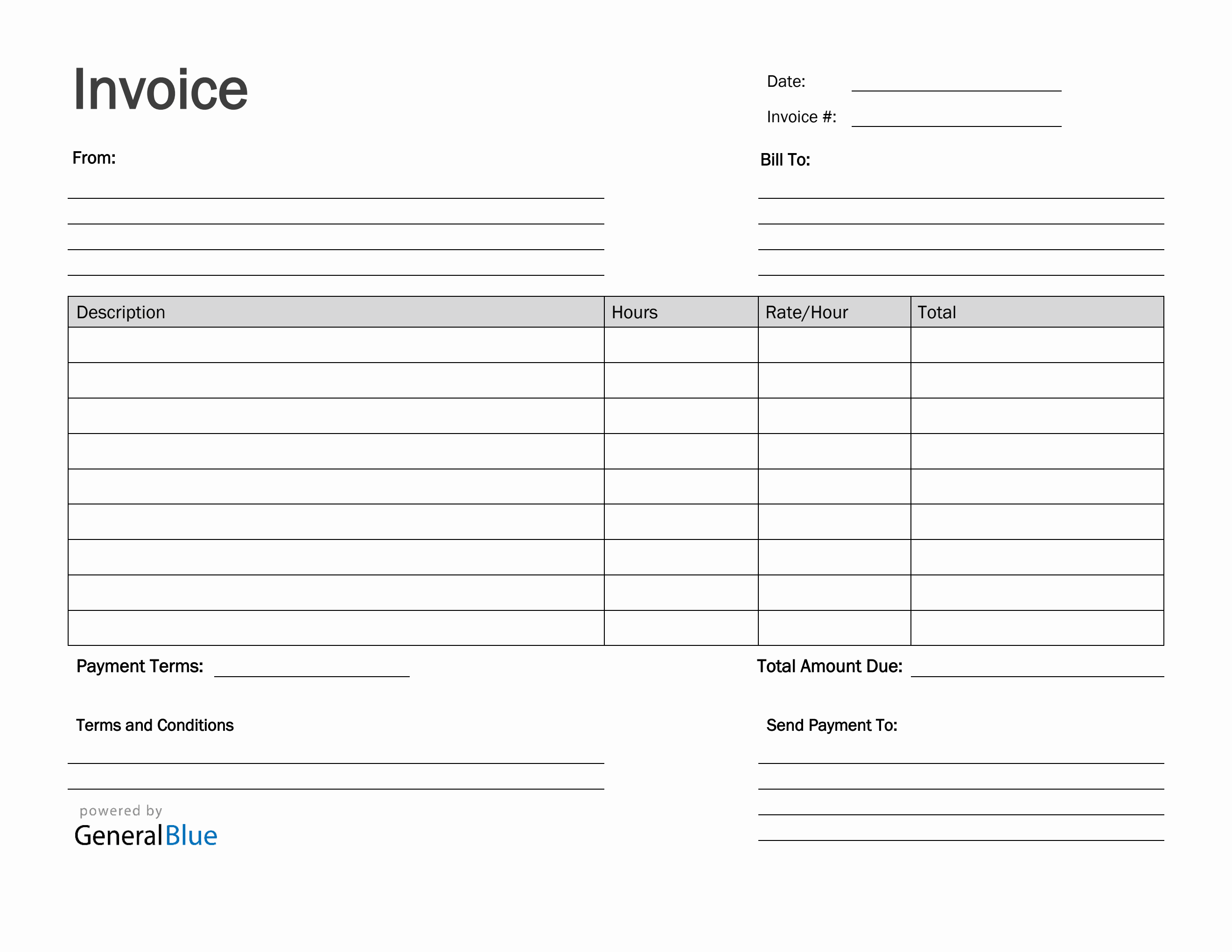 Freelance Hourly Invoice Template in PDF (Simple)