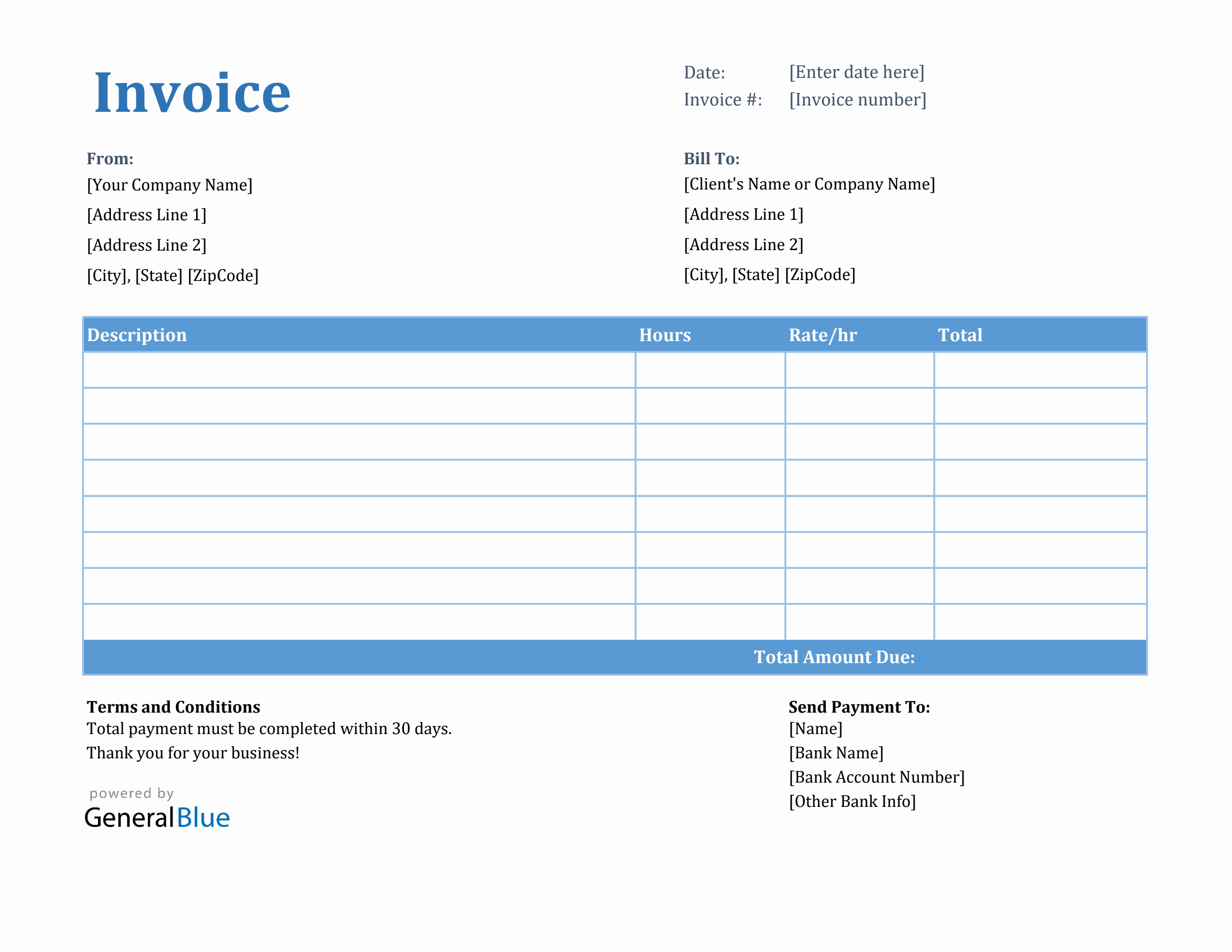 invoice template for u s freelancers in excel printable