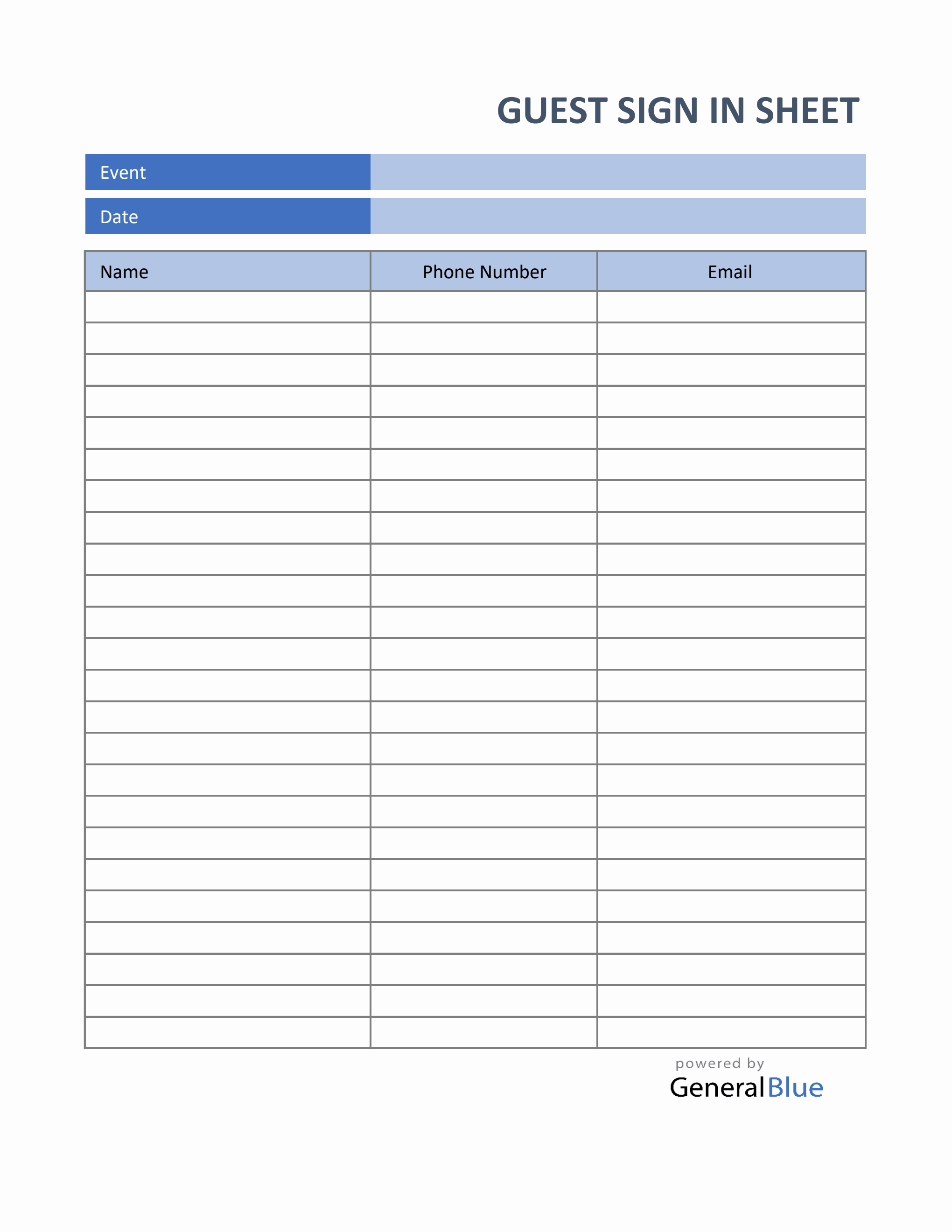 how do i create a sign in sheet in excel