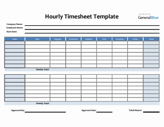 Hourly Timesheet Template in Excel (Basic)