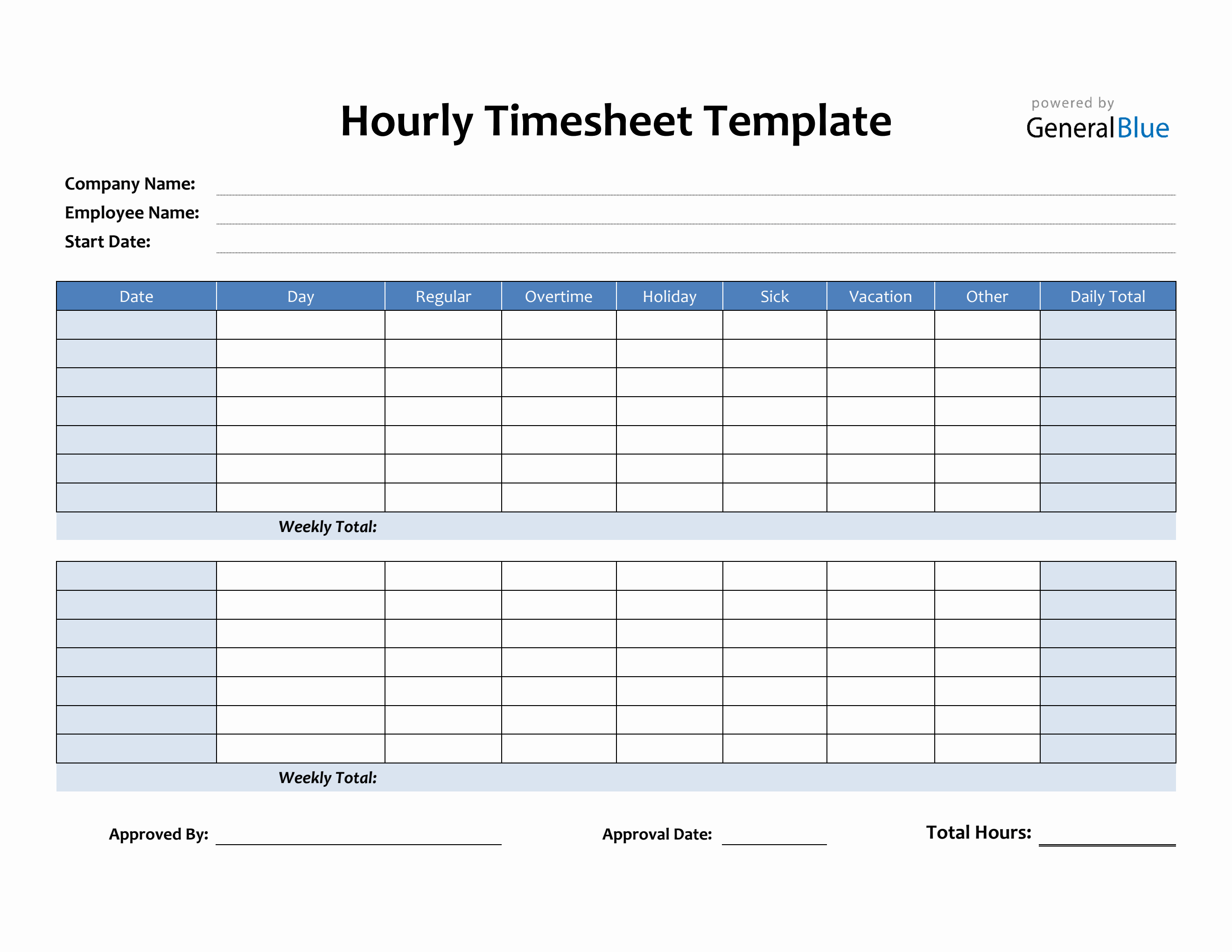 hourly time sheet
