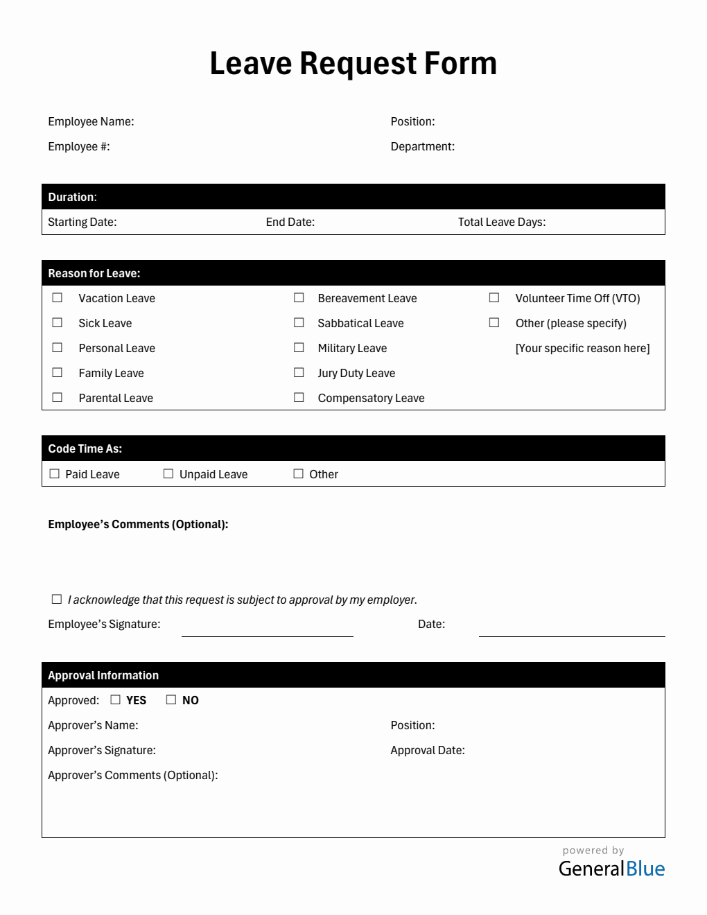  Leave Request Form in PDF