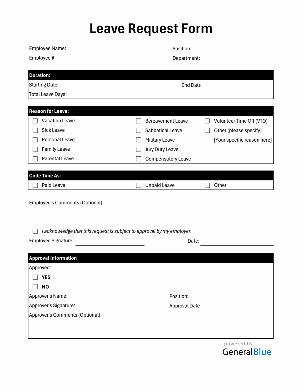  Leave Request Form in Excel