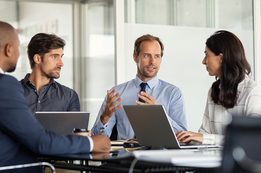 Diverse group of professionals engaged in different activities