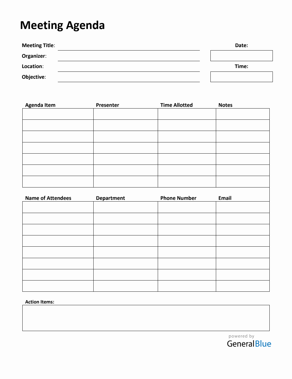 Free Printable Meeting Agenda Template in Word