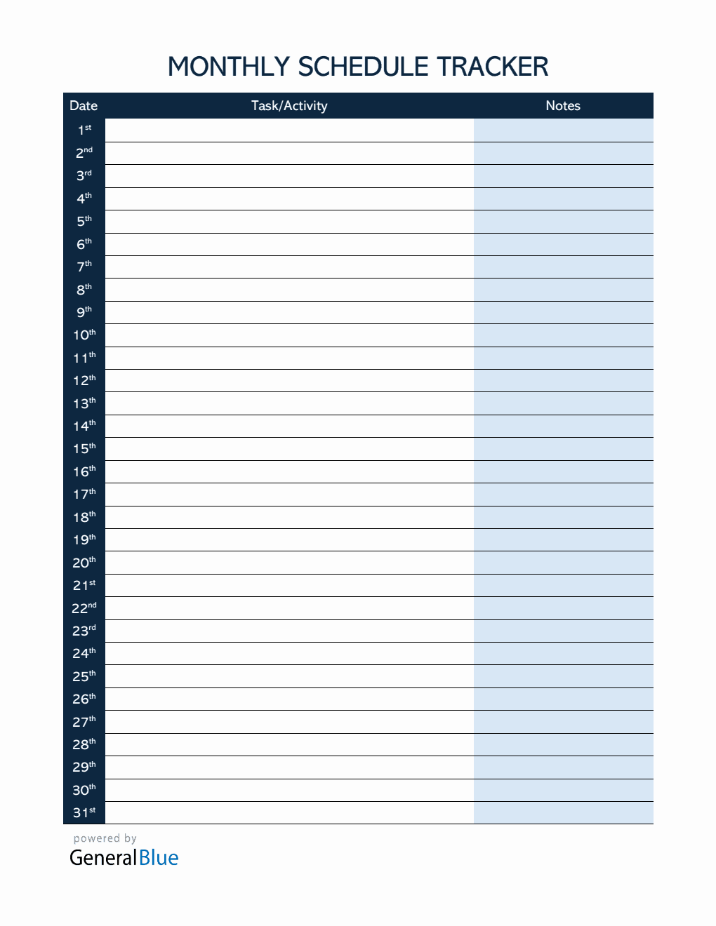 Free Classic Monthly Schedule Template in PDF