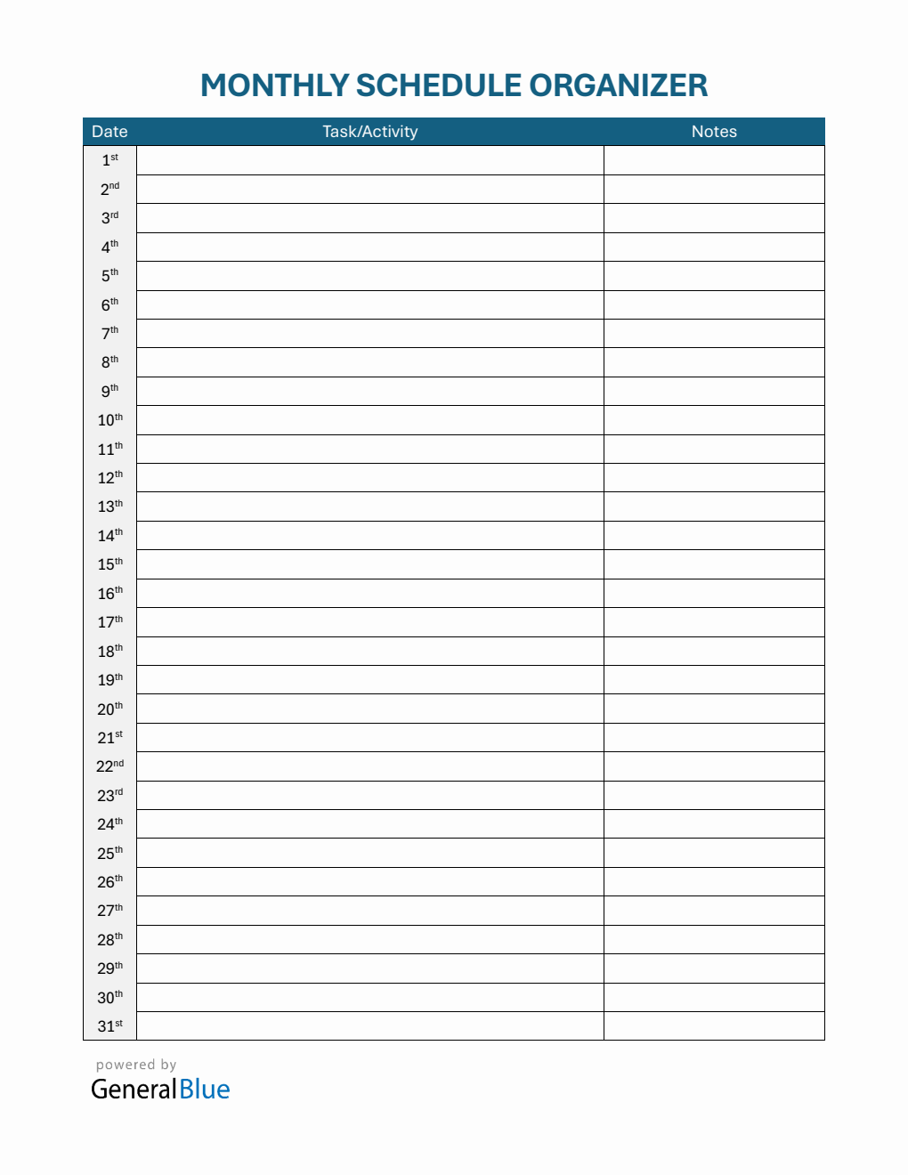 Free Simple Monthly Schedule Template in PDF