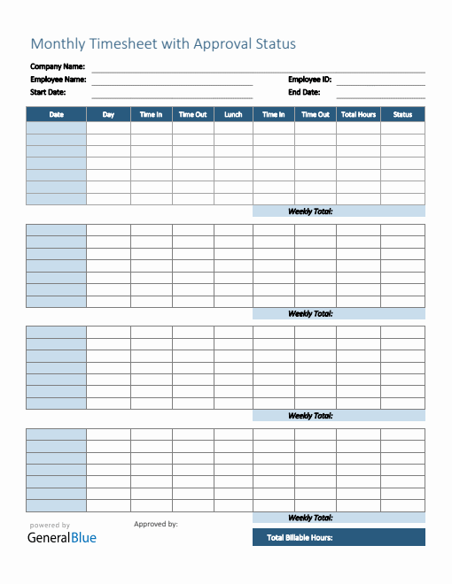 Monthly Timesheet Templates