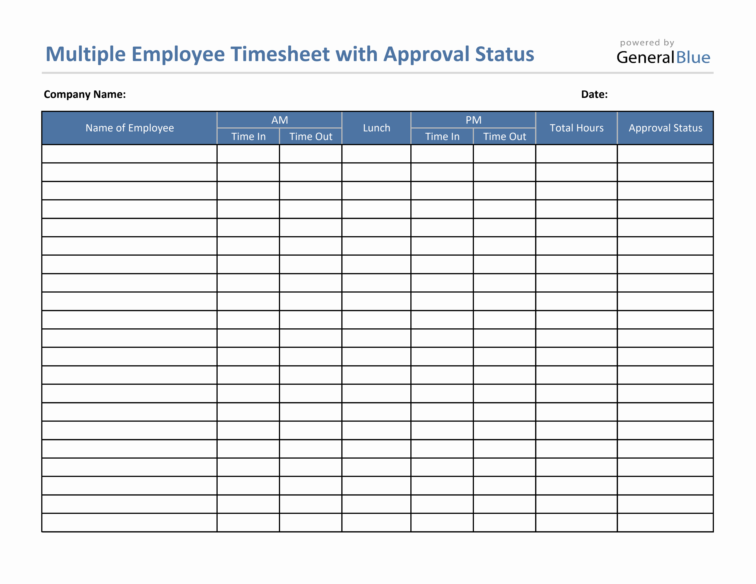 Multiple Employee Timesheet With Approval Status in Excel