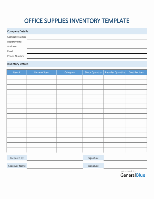 Office Inventory Templates