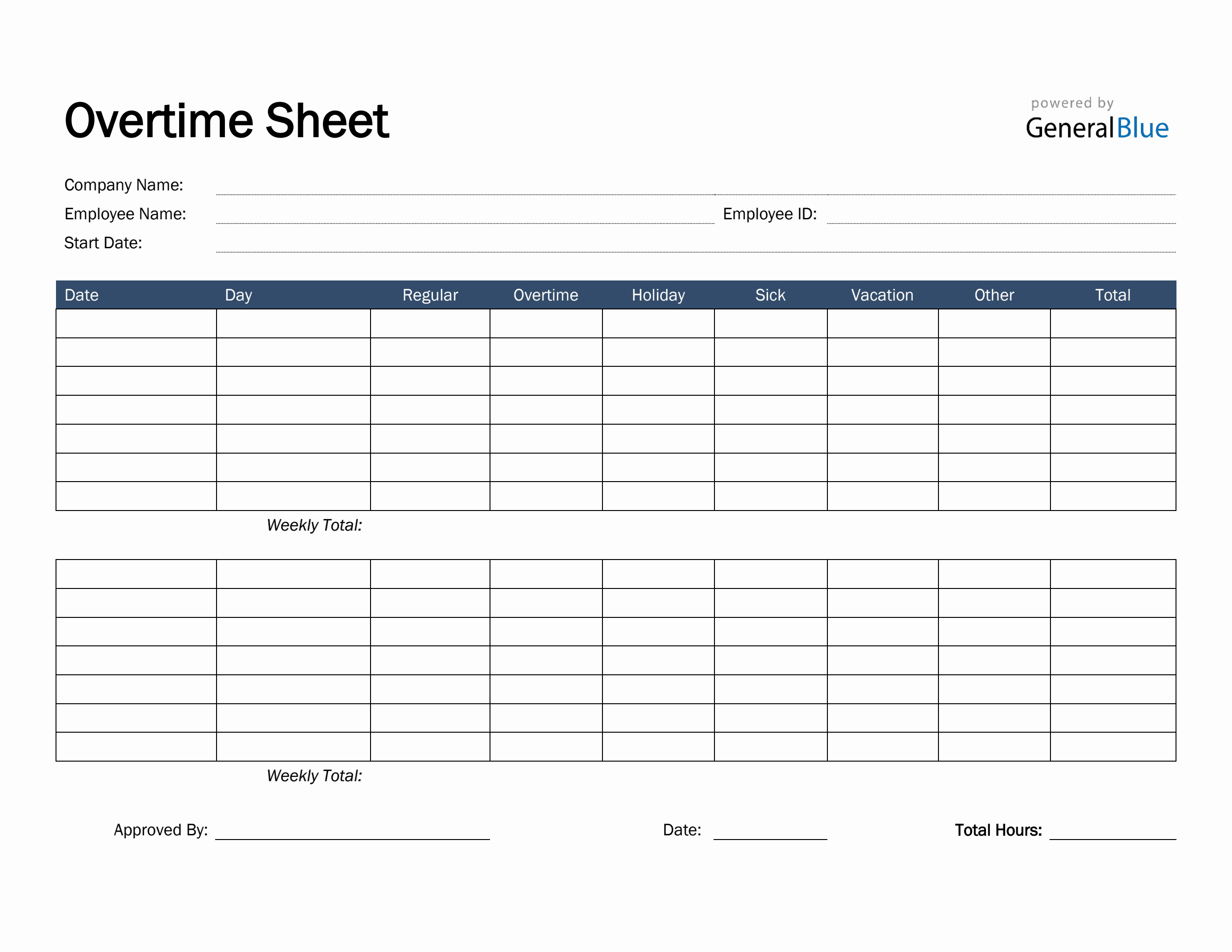 Overtime Sheet in Word (Basic)