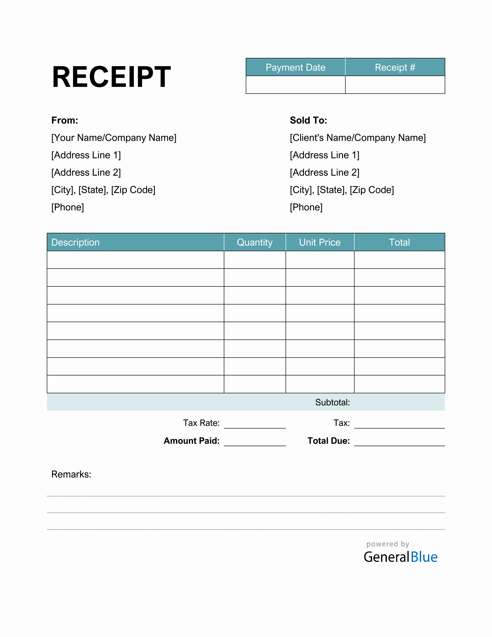 printable receipt template in word basic