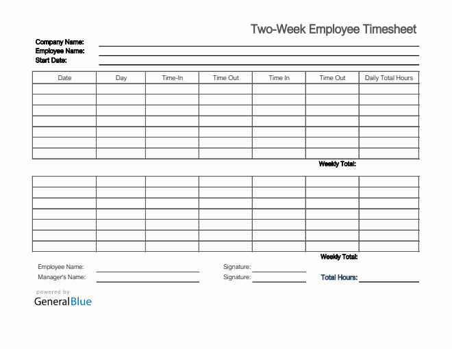 Biweekly Timesheet Templates