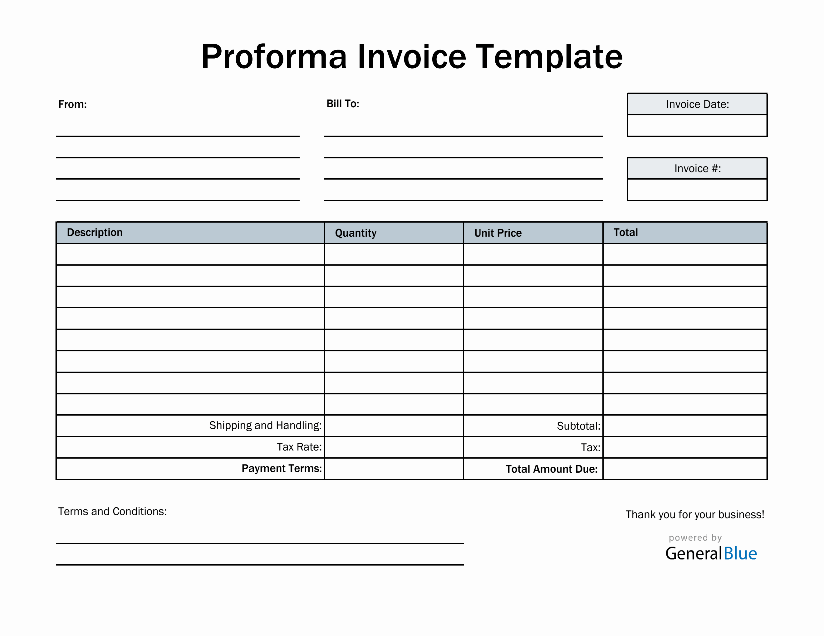 Proforma Invoice Templates