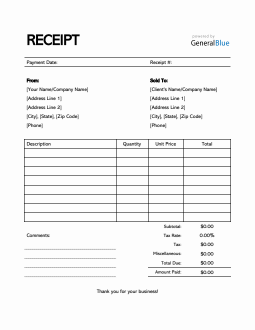 Receipt Templates