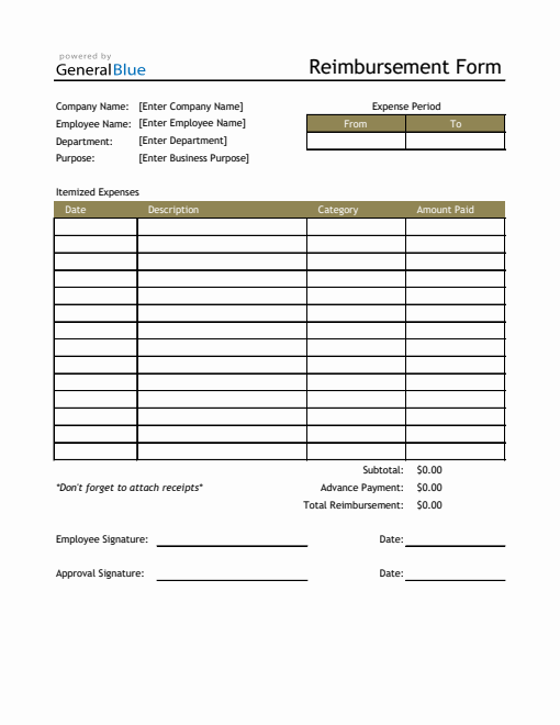 Reimbursement Templates