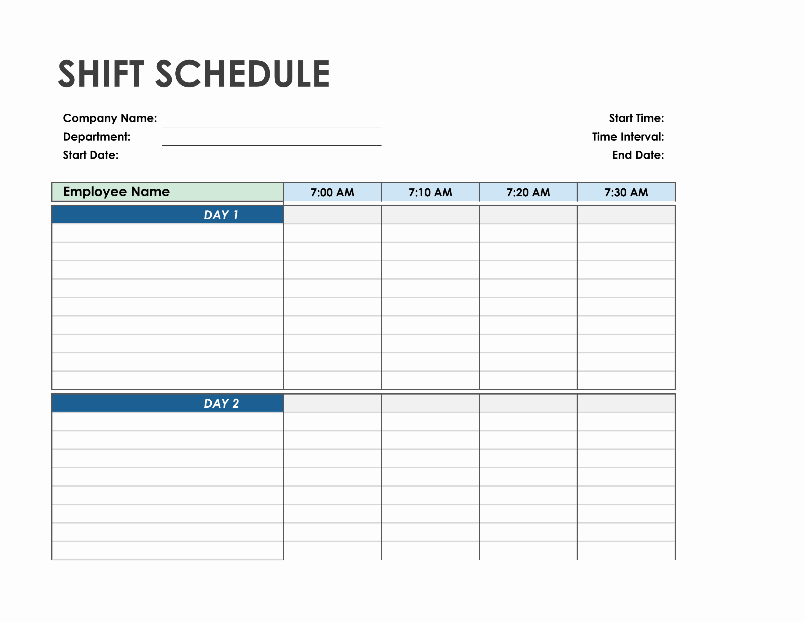 work schedule excel template