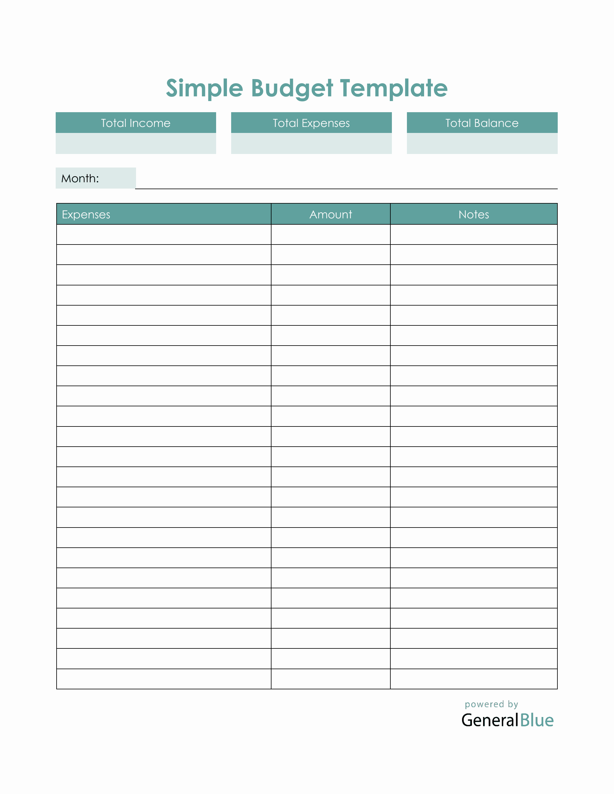 template worksheet simple budget