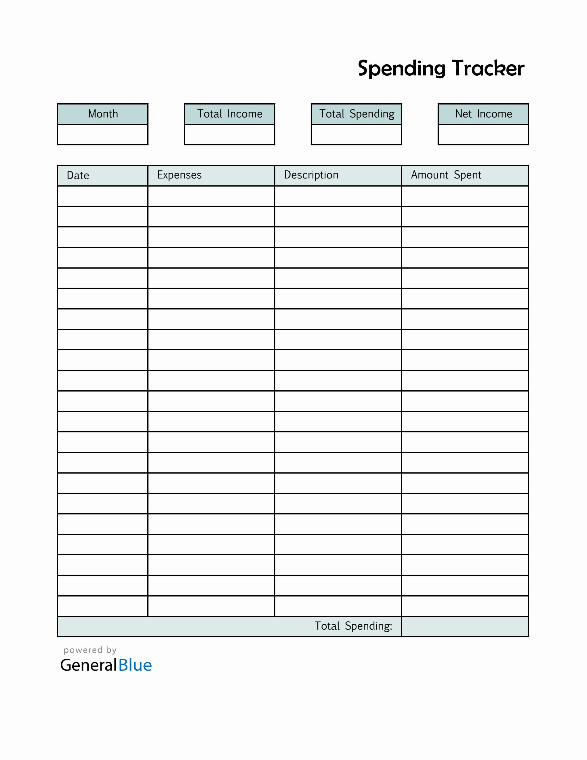 Spending Tracker in Excel (Basic)