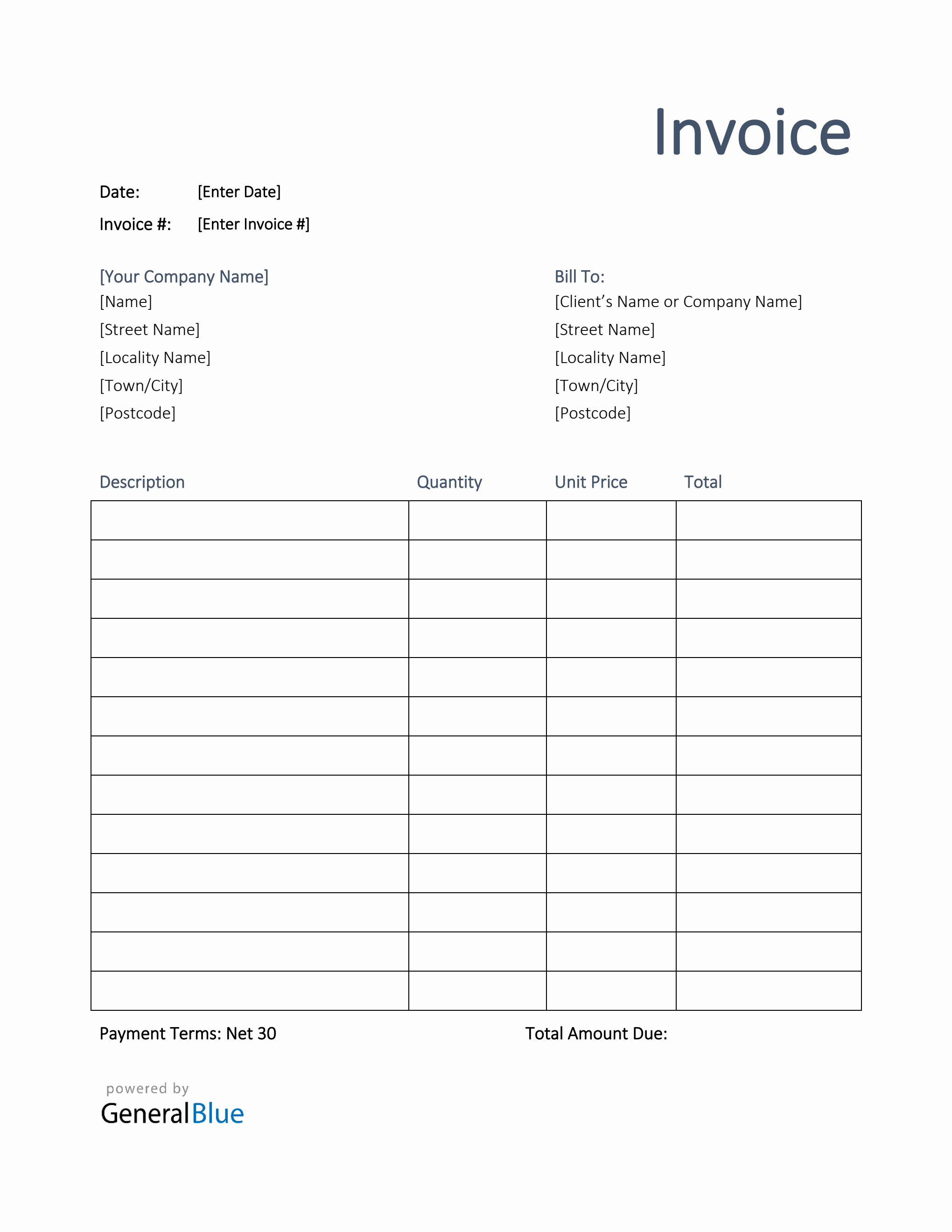 Basic Blank Microsoft Word Invoice Template Bdabingo