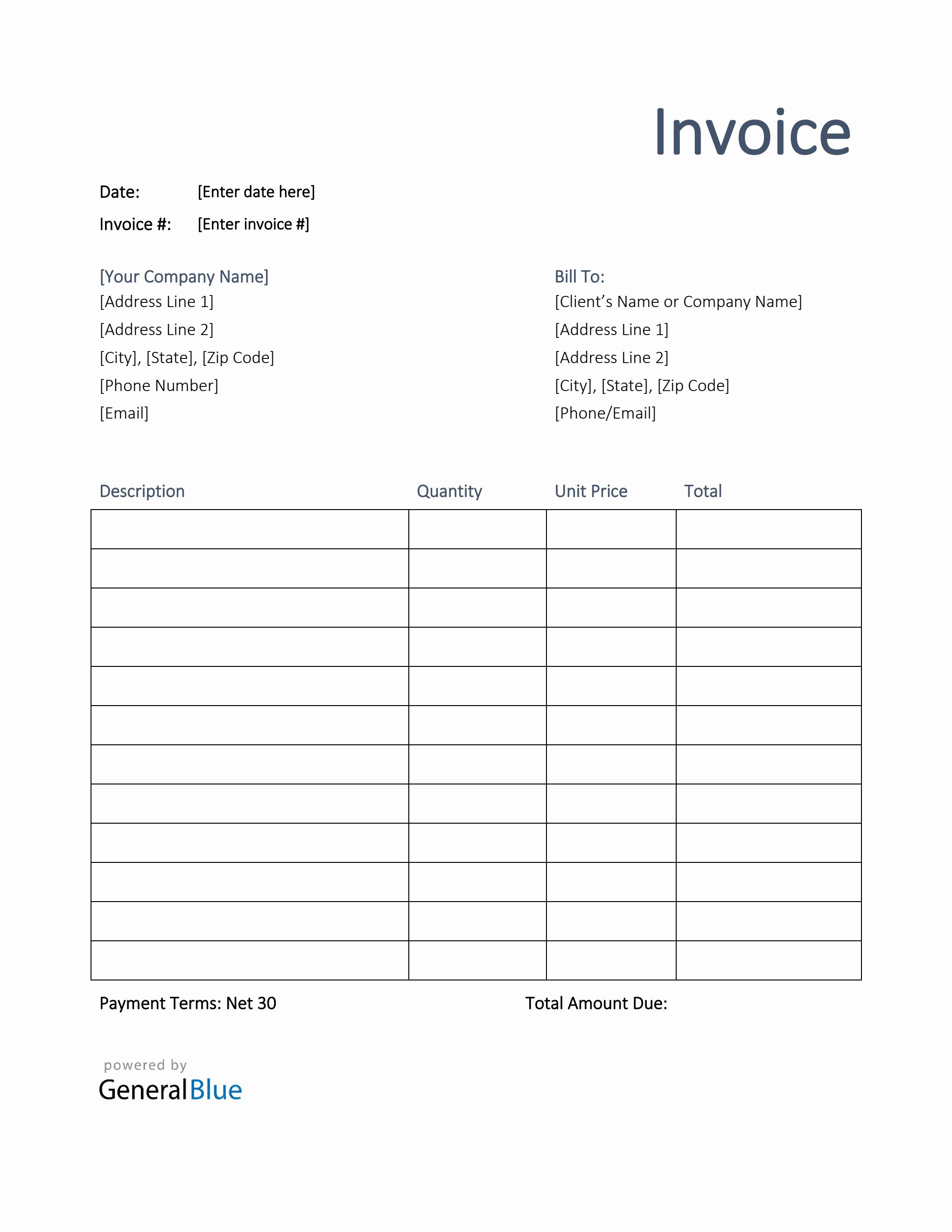 u s invoice template in word printable