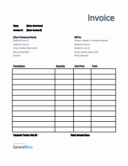 u s invoice template in pdf printable