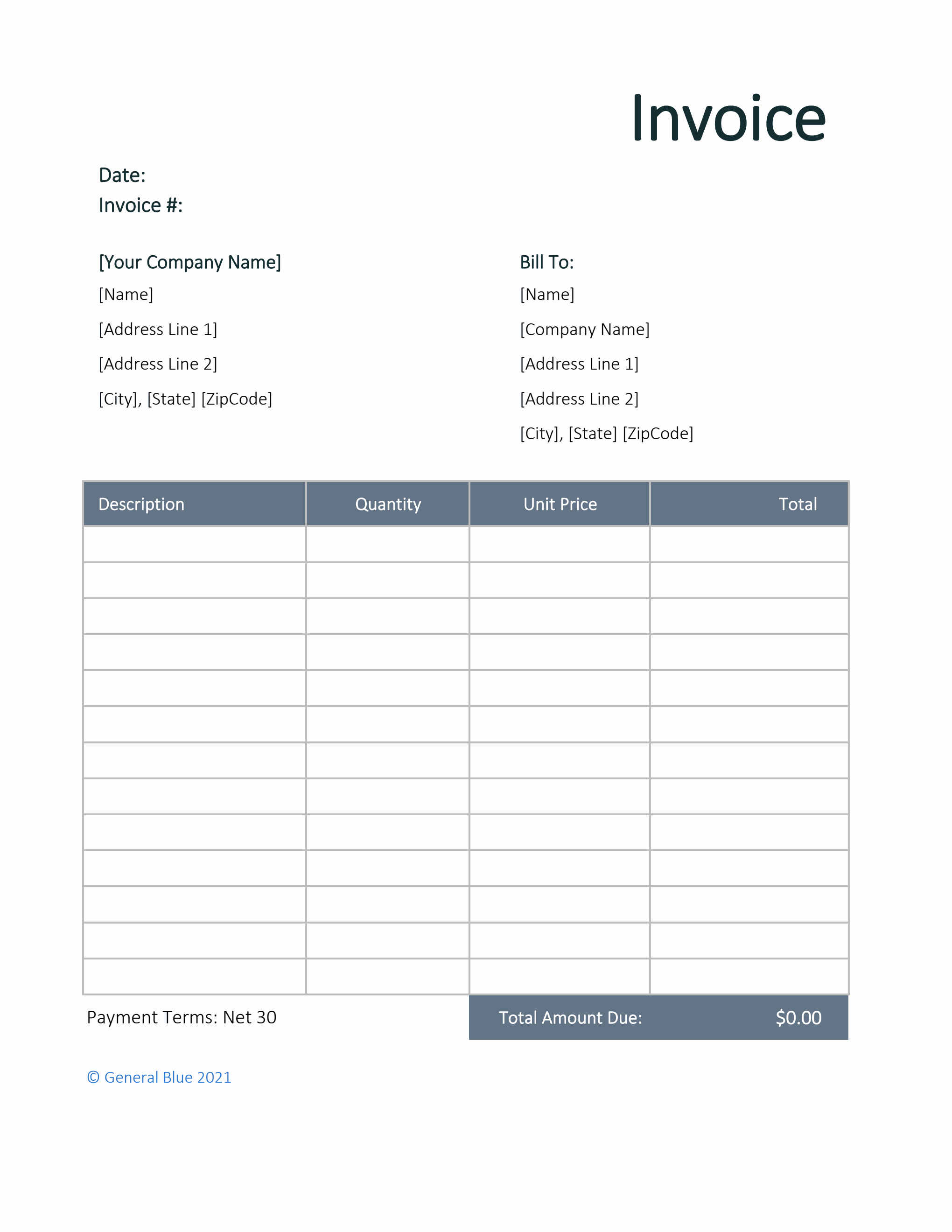 excel billing invoice template