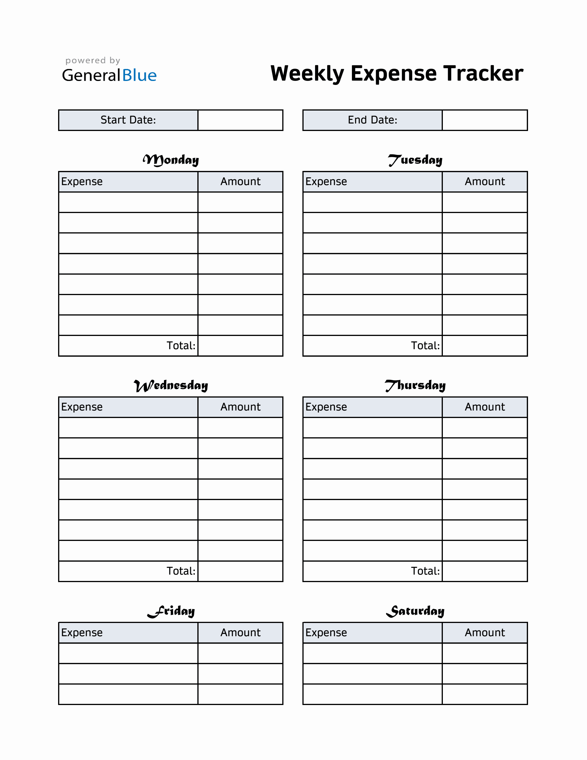 Weekly Expense Tracker in Excel (Simple)