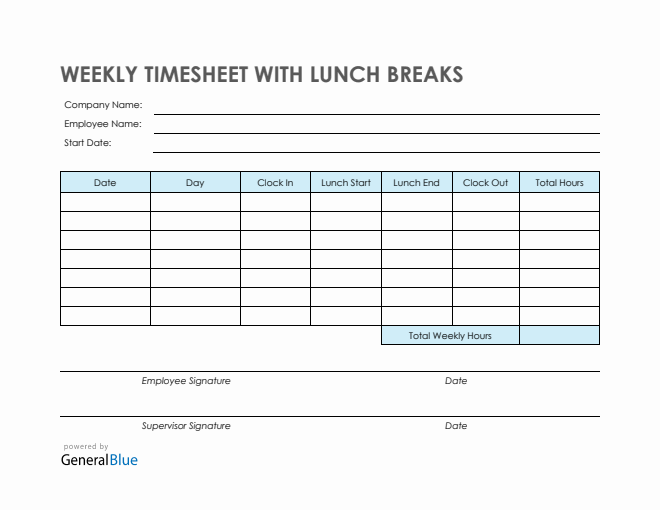 calculate timesheet with lunch