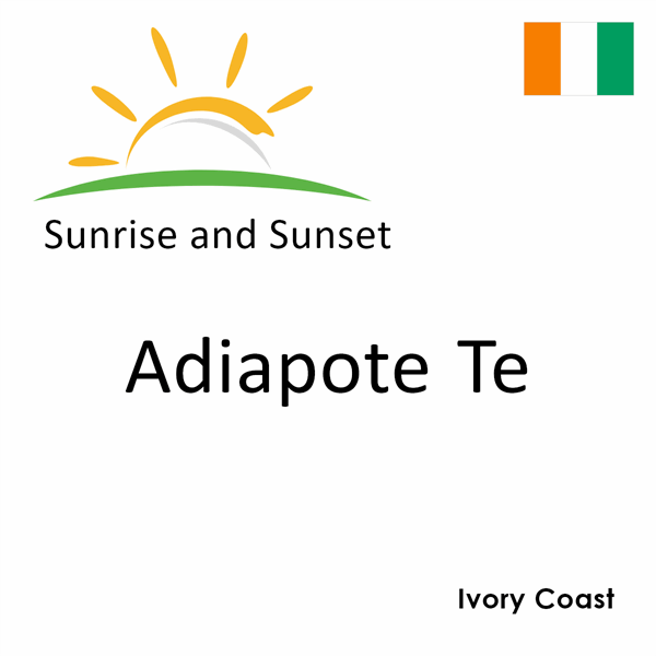 Sunrise and sunset times for Adiapote Te, Ivory Coast