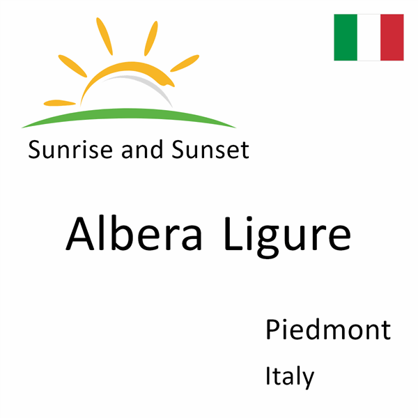 Sunrise and sunset times for Albera Ligure, Piedmont, Italy