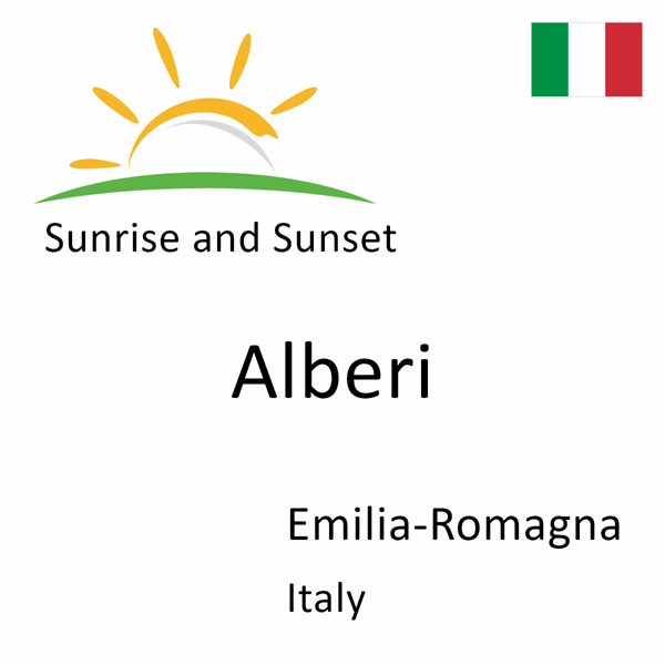 Sunrise and sunset times for Alberi, Emilia-Romagna, Italy