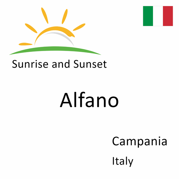 Sunrise and sunset times for Alfano, Campania, Italy