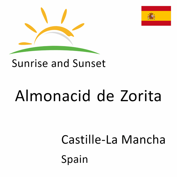 Sunrise and sunset times for Almonacid de Zorita, Castille-La Mancha, Spain