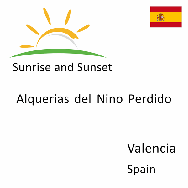 Sunrise and sunset times for Alquerias del Nino Perdido, Valencia, Spain