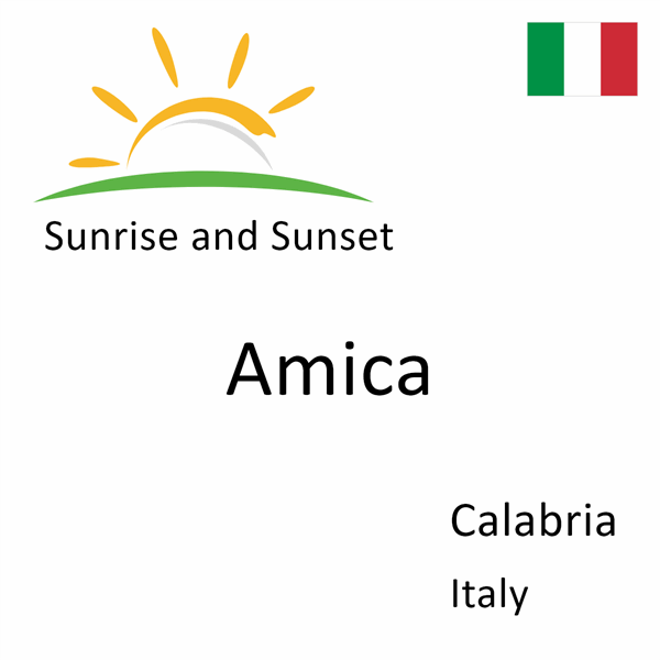 Sunrise and sunset times for Amica, Calabria, Italy