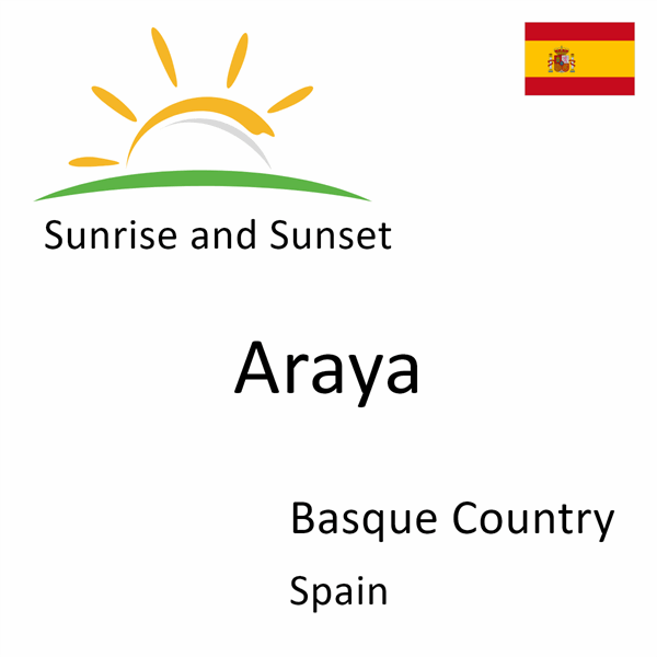 Sunrise and sunset times for Araya, Basque Country, Spain