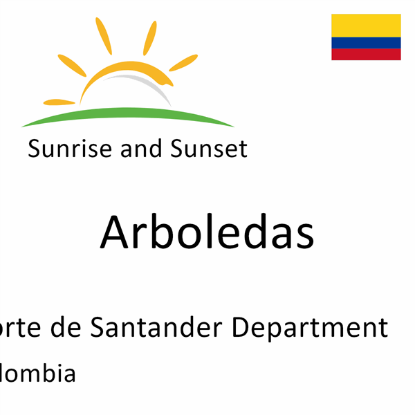 Sunrise and sunset times for Arboledas, Norte de Santander Department, Colombia