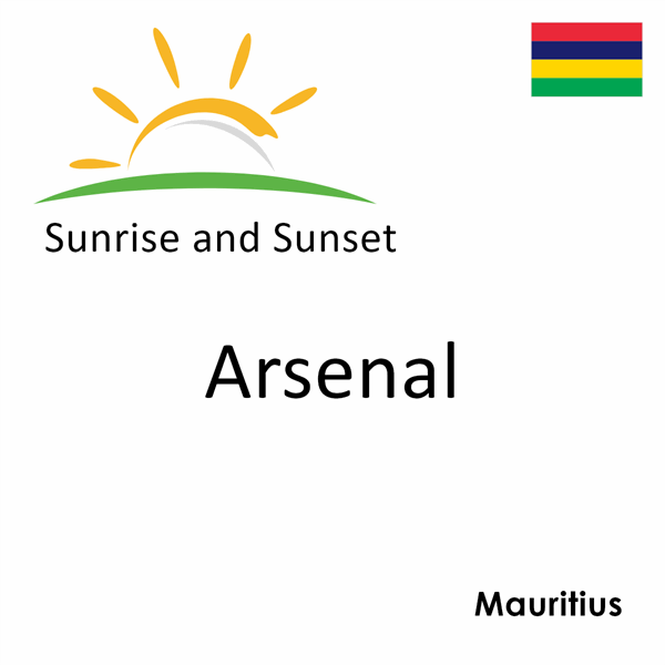 Sunrise and sunset times for Arsenal, Mauritius