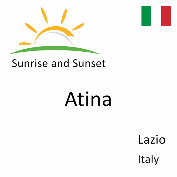 Sunrise and sunset times for Atina, Lazio, Italy