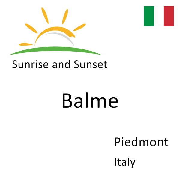 Sunrise and sunset times for Balme, Piedmont, Italy