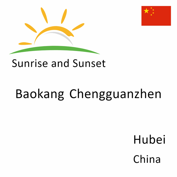 Sunrise and sunset times for Baokang Chengguanzhen, Hubei, China