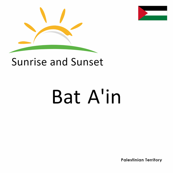 Sunrise and sunset times for Bat A'in, Palestinian Territory