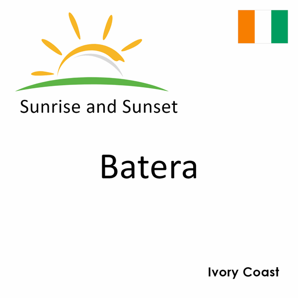 Sunrise and sunset times for Batera, Ivory Coast