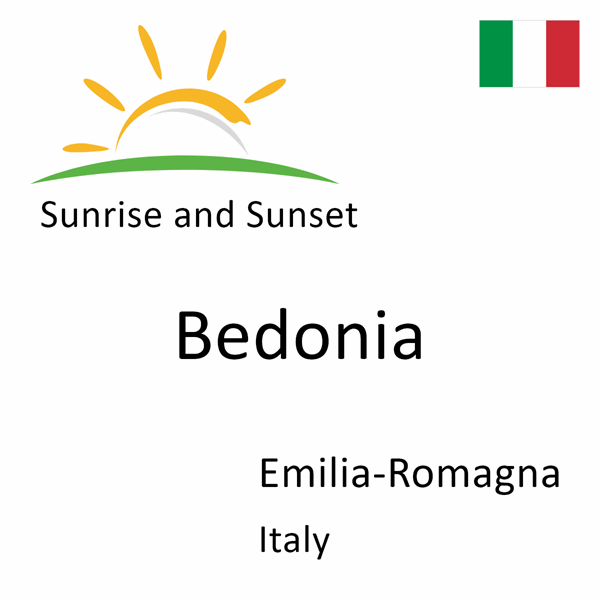 Sunrise and sunset times for Bedonia, Emilia-Romagna, Italy