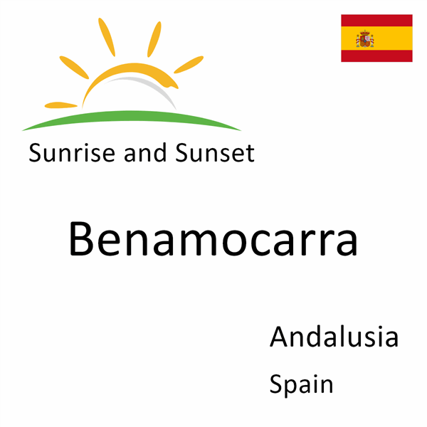 Sunrise and sunset times for Benamocarra, Andalusia, Spain