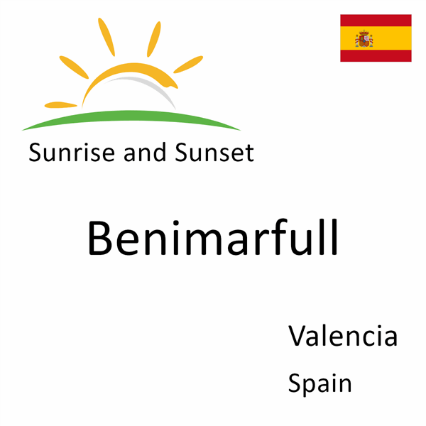 Sunrise and sunset times for Benimarfull, Valencia, Spain