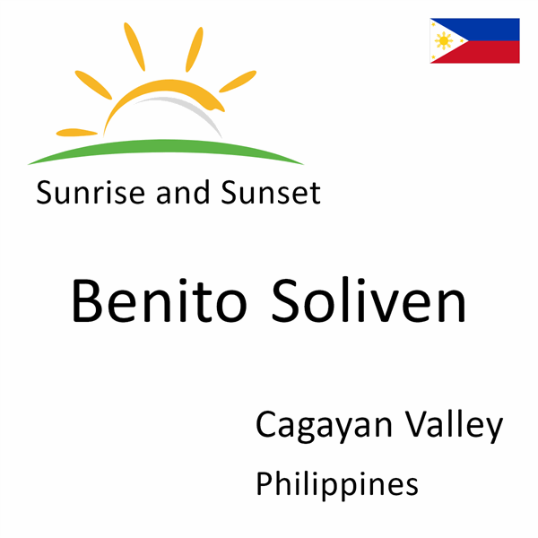 Sunrise and sunset times for Benito Soliven, Cagayan Valley, Philippines